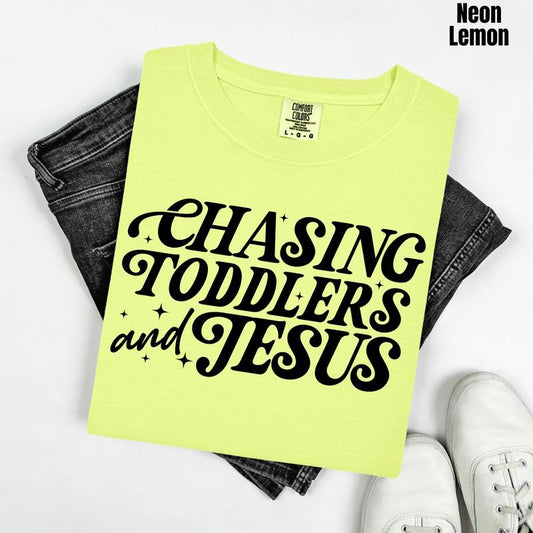 Toddlers & Jesus Black Comfort Colors T-Shirt 'NLB'