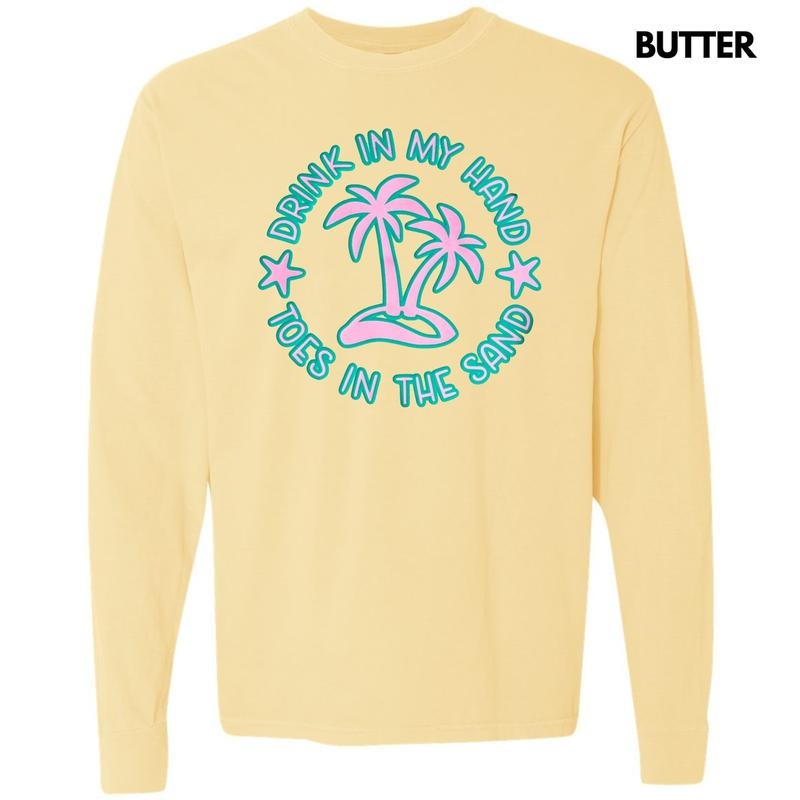 Toes In The Sand Puff Long Sleeve Comfort Colors T-Shirt
