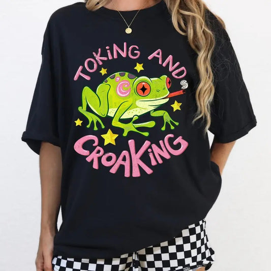 Toking And Croaking Shirt Adult Humor Tshirt Funny Frog T-shirt Sassy Tee  Stoned 420 Toad  Smoke