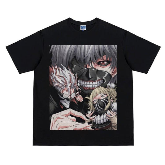 Tokyo Ghoul "The Three Evils" Vintage Oversized Tee Anime T-shirt 100% Cotton Original Design Men's Top for Fans