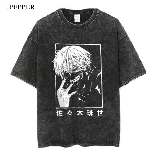 Tokyo Ghoul Kaneki Black and White Vintage Unisex T-Shirt Menswear Top
