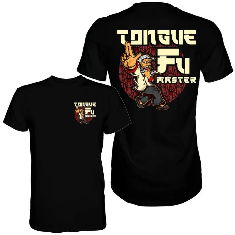 Tongue Fu Master Cotton Tee, Funny humor tee