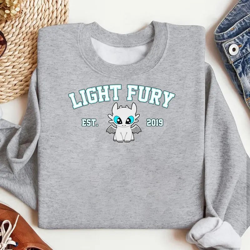 Toothless and Light Fury Sweatshirts, Dragon's Couple Sweatshirt, Valentine Couple Sweatshirt Clothing, For Men, For Women, Casual Classic Fashion Cotton S-5XL