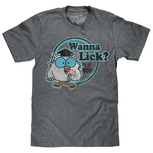 Tootsie Roll Pop Mr. Owl Wanna Lick? T-Shirt - Gray
