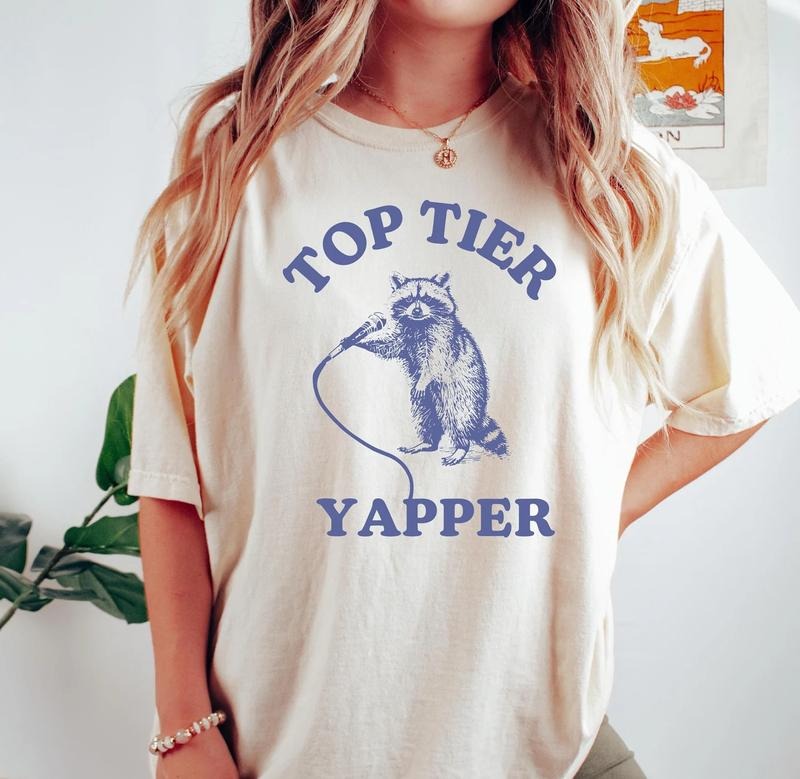 Top Tier Yapper Shirt, Meme, Retro Cartoon Shirt, Yapping Quote Shirt, Racoon Tee, Racoon Lover, Y2K, Gift for Her