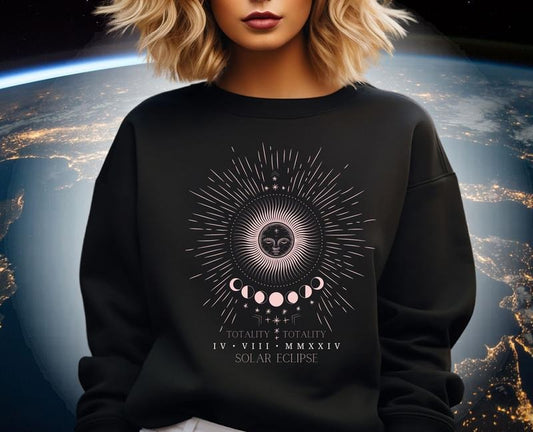Total Eclipse April 8th 2024 Sweatshirt, American Eclipse 4.08.24, Astrology Sweatshirt, Unisex Sweatshirt, Gifts For Astronomy Lovers, \bLong Sleeve Crewneck Shirt, Gifts Ideas For Women Sweater, Gifts For Birthday