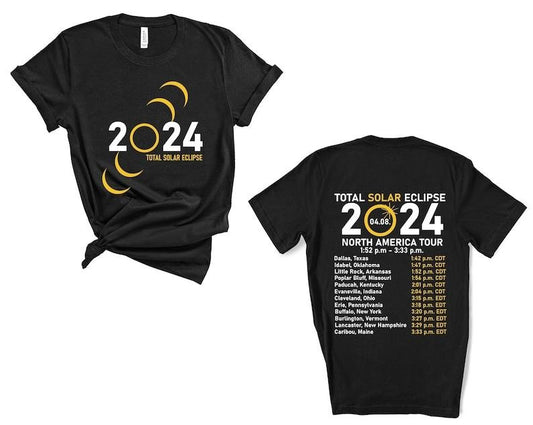 Total Solar Eclipse 2024 Shirt, Double-Sided Shirt, April 8th 2024 Shirt, Celestial Shirt, Gift for Eclipse Lover Hoodie and Sweater; T-shirt