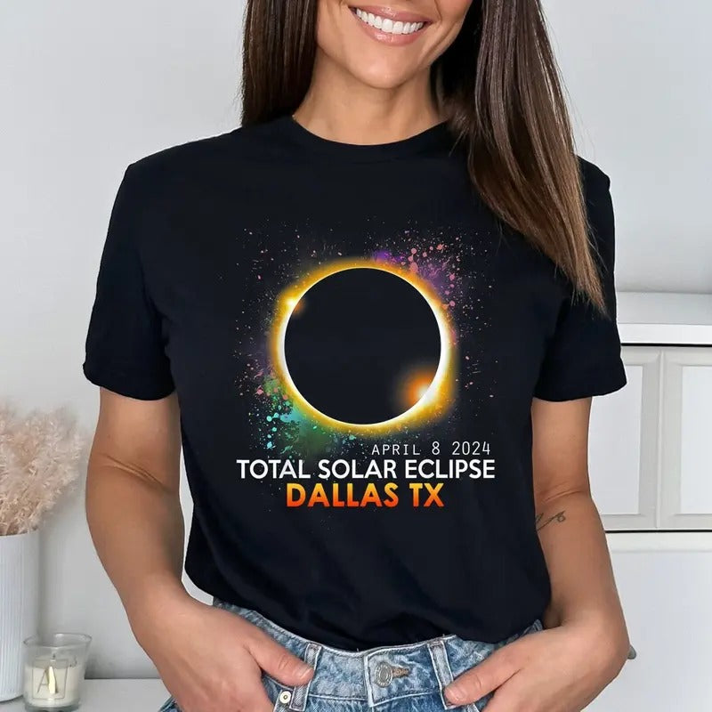 Total Solar Eclipse 2024 Shirt, Personalized City and State Shirt, American Eclipse Shirt, America Tour Shirt, Custom City State Shirt