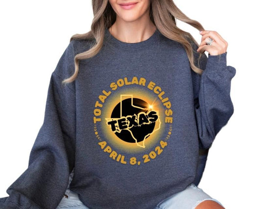 Total Solar Eclipse 2024 Texas Sweatshirt, April 8th 2024 Shirt, Eclipse Event 2024 Sweater, April 8th American Eclipse, Unisex Sweatshirt, Gifts For Esclipse Lovers, \bLong Sleeve Crewneck Shirt, Gifts Ideas For Women Sweater, Gifts For Birthday