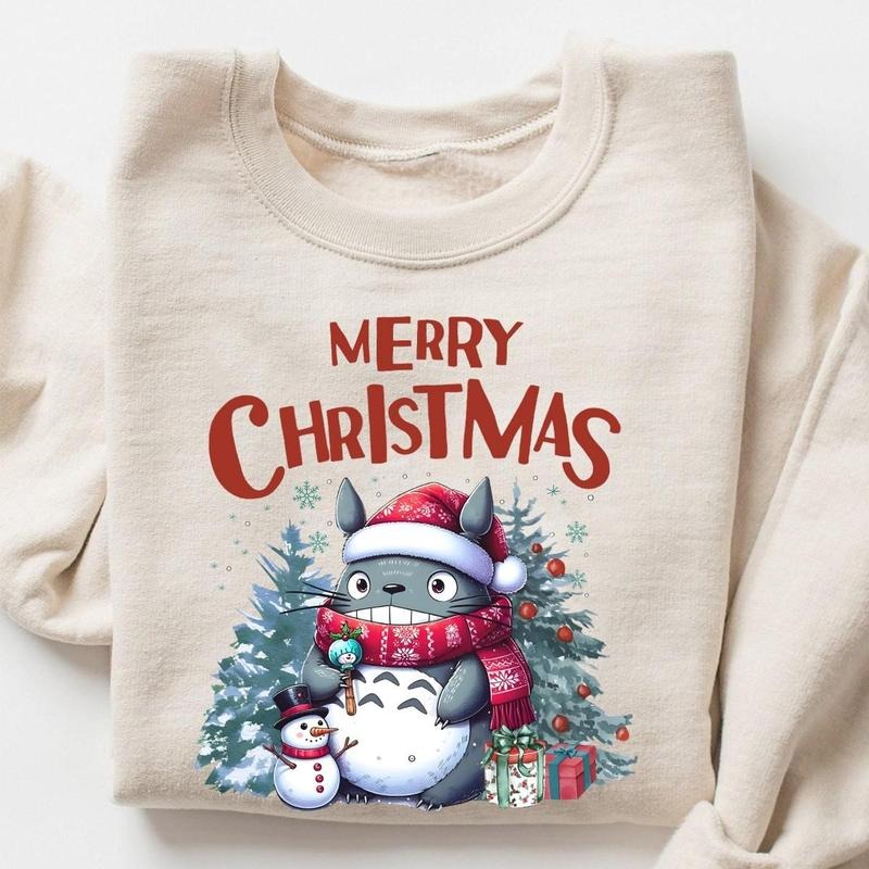 Totoro Christmas Shirt, Totoro Merry Christmas Shirt, Studio Ghibli Shirt, Spirited Away, Miyazaki Hayao, Studio Ghibli Fans, Anime Fans Gift