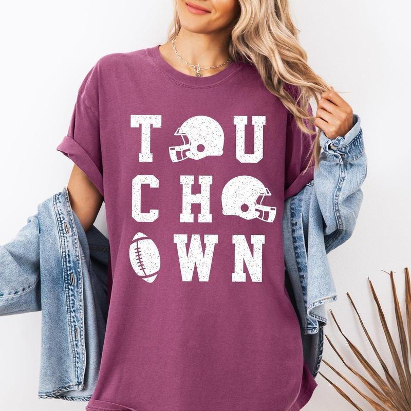 Touchdown, Helmet, Football, Sports, Game Day, Big Game, Tailgate Party Tshirt, Women's Comfort Colors Tshirt, Graphic Tee