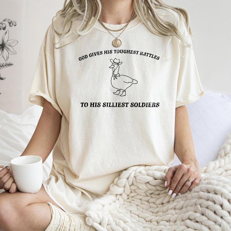 Toughest Battles, Silliest Soldier, Goose, Meme, Aesthetic, Funny, Comfort Colors Tshirt, Women's Crew Neck, Crewneck