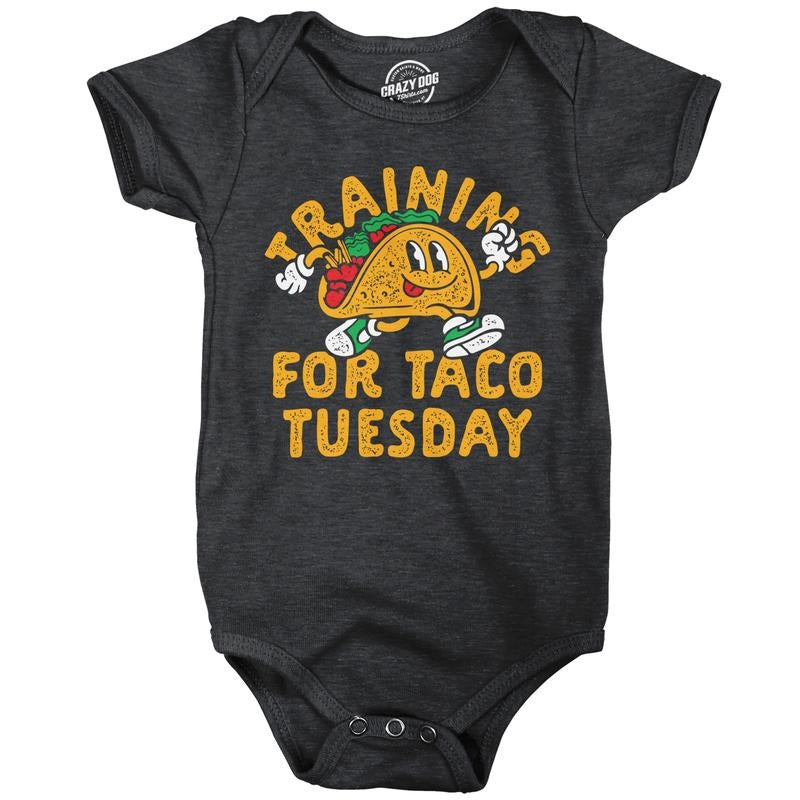 Training For Taco Tuesday Baby Bodysuit Funny Sarcastic Tacos Graphic Novelty Jumper For Infants Funny Baby Onesies Sarcastic Onesie for Baby Funny Food Onesie Novelty Onesie Black -