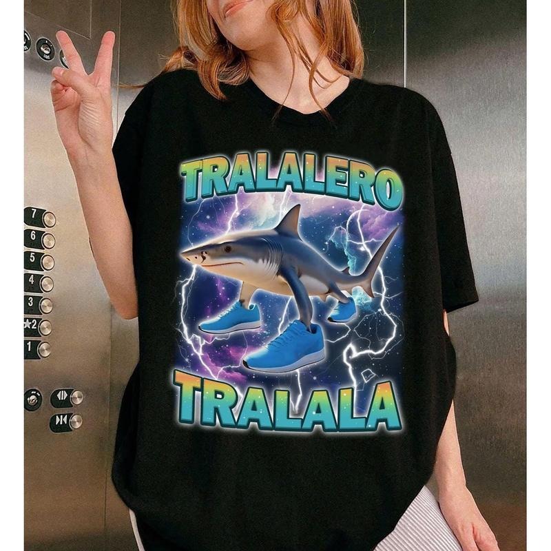 Tralalero Tralala Funny Shark Meme Tshirt, Brain Rot Shirt, Stupid Gifts For Friend, Funny Meme, Unisex Short Sleeve Tee