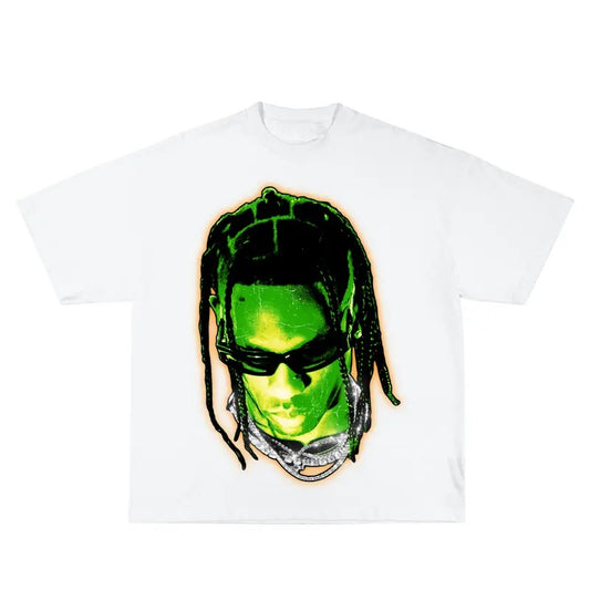 Trav RAPSTAR Inspired Vintage Graphic T-shirt Heavy Cotton Tee Basketball 90 s Styled Shirt Hiphop Vibes Y2K Aesthetic Throwback Classic Big Face Celebrity Tee