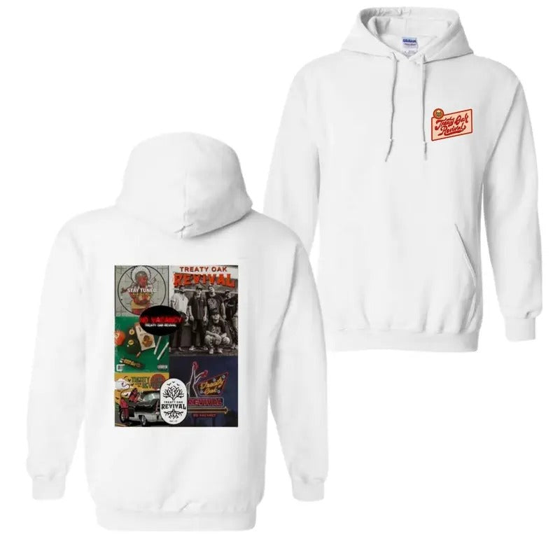 Treaty Oak Revival 2 Sides Hoodie, Vintage Country 80s Hoodie, Music Festival, Western Style Womenswear Hoodie Tops Underwear