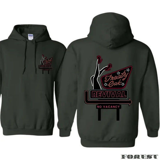 Treaty Oak Revival Hoodie, Featuring a retro sign design with iconic legs, perfect for bold and unique fashion styles, hoodie trend 2024