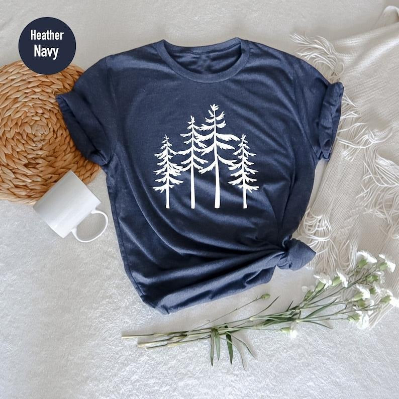 Trees Tee, Pine Tree Shirt, Pine Tree T Shirt, Camping Shirt, Hiking Shirt, Adventure Shirts, Nature Lover Gift, Outdoors Shirt, Nature Tee
