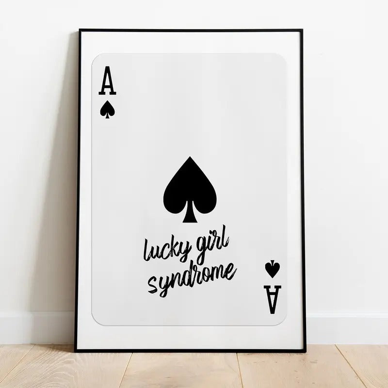 Trendy Ace Of Spades Poster, Lucky Girl Syndrome Poster, Trendy Wall Art, Lucky You Print, Wall Art Retro Decor, Poster Prints No Frame, Gifts For Friend Family Bedroom Wall Decor, Poster For Room, Gifts For Birthday Christmas Artwork Landscape