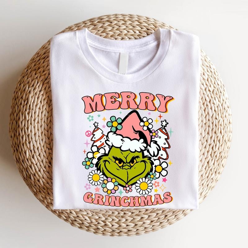 Trendy Christmas Shirt, Retro Floral Christmas T-Shirt, Funny Holiday Gift Tee, Winter Holiday Gift Tee For Woman.