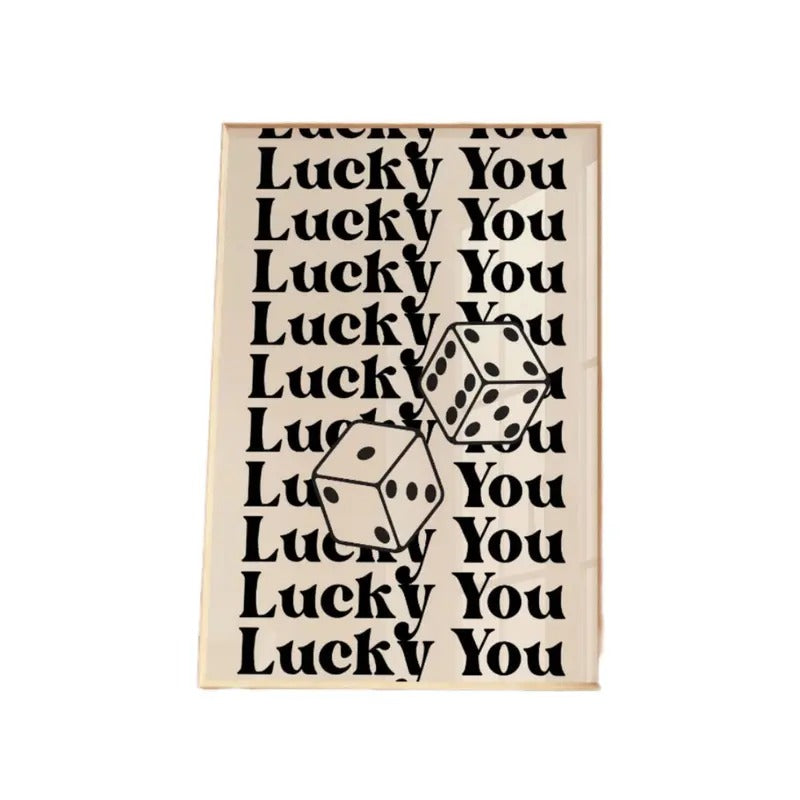 Trendy Lucky You Poster, Trendy Retro Wall Art, Retro Apartment Decor, Chic Black Beige Art, Gifts For Women Sister Art Prints, Poster Prints No Frame, Wall Decoration, Large Wall Art, Gifts For Birthday Christmas Landscape Ornaments