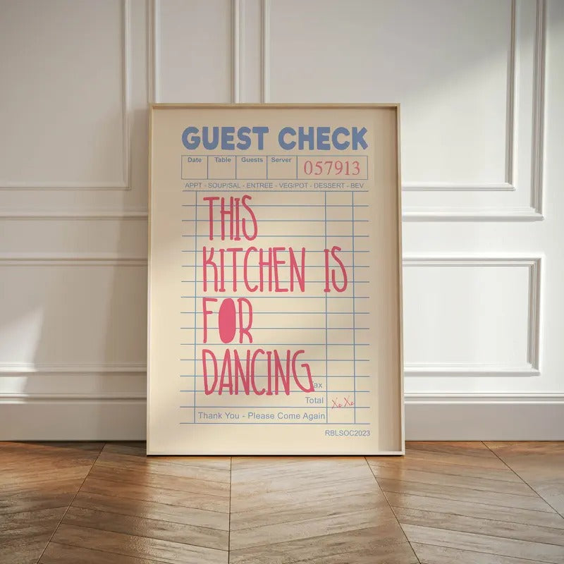 Trendy Retro Guest Check Poster, Bar Decor Wall Art Print, Kitchen Cream Print Gift, Aesthetic Kitchen Decor, Modern Home, Poster Prints No Frame, Wall Decoration, Gifts For Birthday Christmas Landscape Ornaments