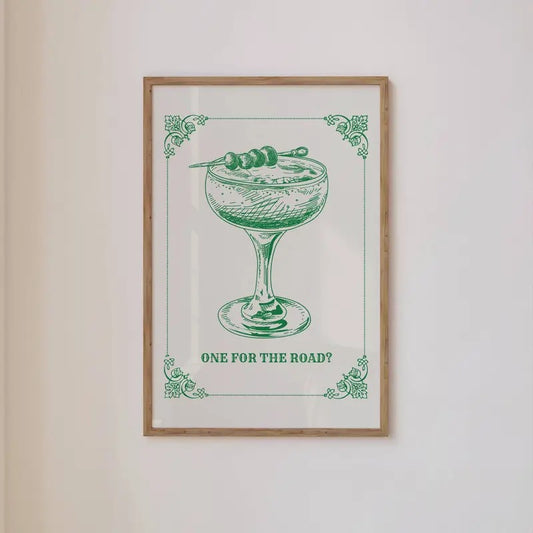 Trendy Wall Art Print, Black And White Retro Poster, One For The Road Bar Cart, Modern Illustration Poster, Home Decor Art, Poster Prints No Frame, Gifts For Friends Bedroom Decor, Abstract Wall Art, Gifts For Birthday Christmas Landscape Ornaments