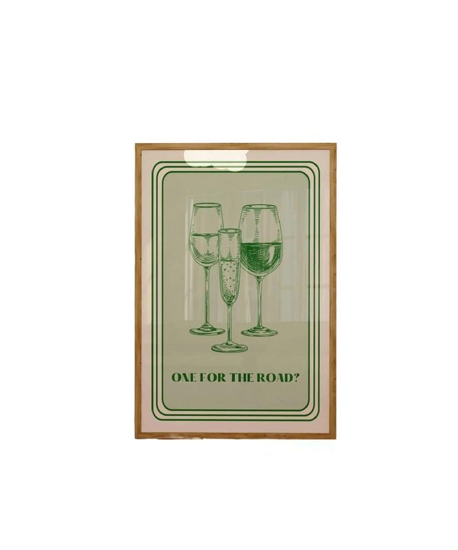 Trendy Wall Art Print, Green Retro Poster One For The Road, Bar Cart Modern Illustration Large Instant At Home Decor Art, Poster Prints No Frame, Wall Art Home Decor, Wall Posters, Gifts For Birthday Christmas Xmas Landscape Artwork