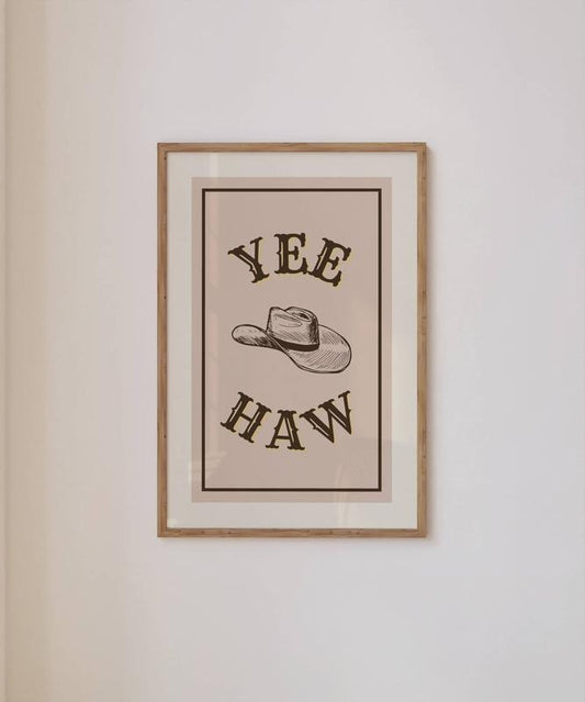 Trendy Wall Art Print, Retro Poster Yeehaw Cowboy Hat Modern Illustration Large Poster, Instant At Home Decor Art, Poster Prints No Frame, Gifts For Her Wall Art Decor, Dorm Room Decor, Big Wall Decor, Gifts For Birthday Christmas Artwork Landscape