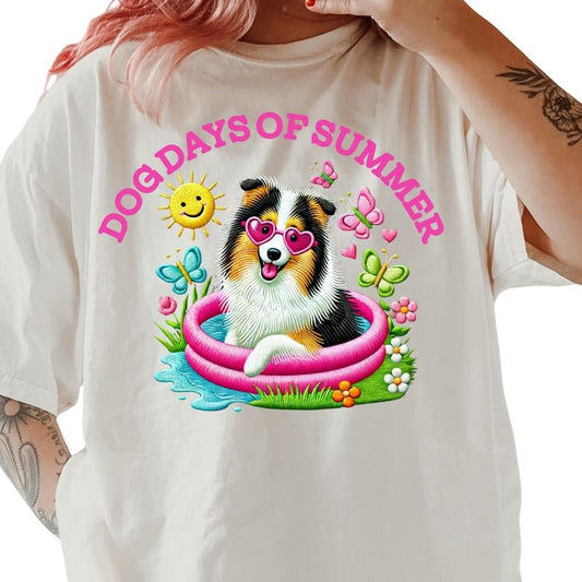 Tri Color Rough Collie Dog Days of Summer Shirt ~ Unisex Apparel Relaxed Fit Printed In The USA Clothing Womenswear Casual Comfort Cotton Top Athletic Boho Chic