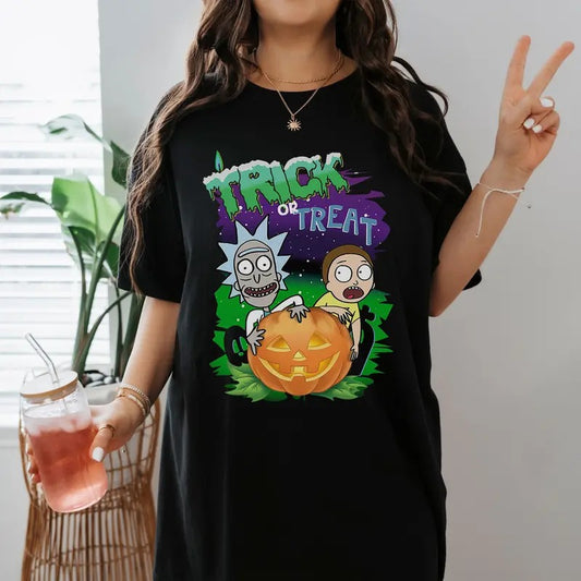 Trick Or Treat Shirt Rick And Morty Pumpkin Funny Halloween Shirt