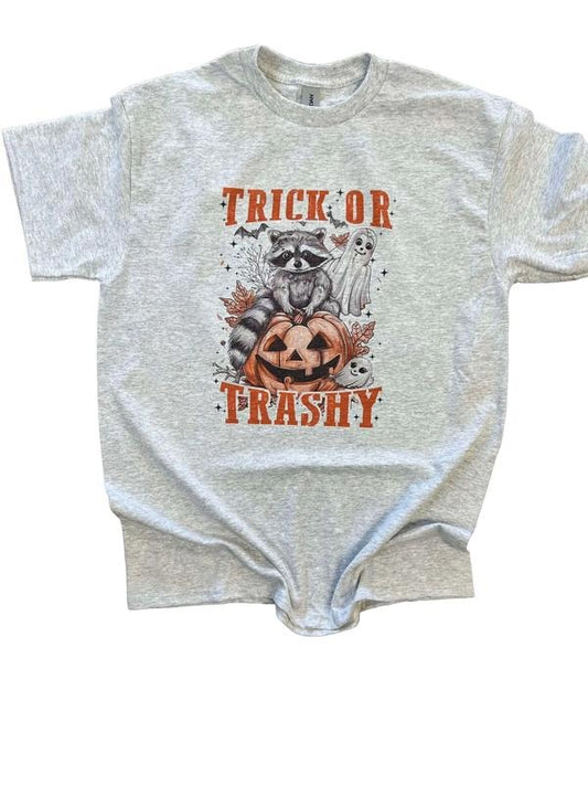 Trick or Trashy - Funny Raccoon Shirt - Halloween Graphic