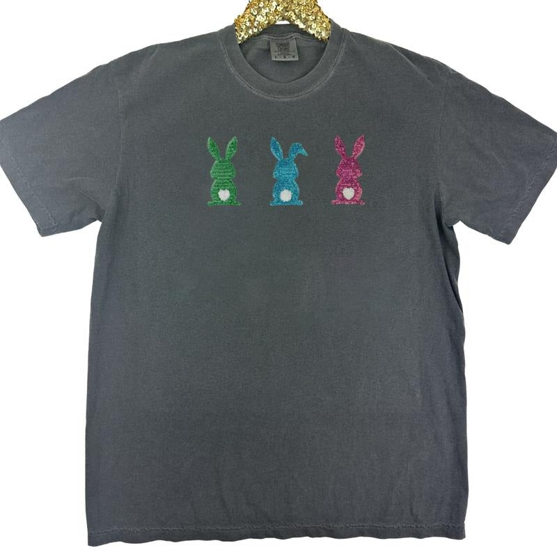 Triple Sequin Bunnies Comfort Colors T-Shirt