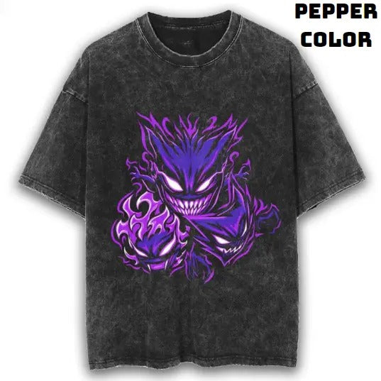 Triple Threat Gengar Vintage T-Shirt, Gengar Shirt, Pokemon Shirt, Pokemon Merch, Pokemon Gengar Shirt, Ghostly Gengar, Funny Halloween Shirt, Anime Manga Shirt, Graphic Tee Shirt, Unisex T-Shirt, Gift For Fan Pokemon, Halloween Gifts Top Menswear