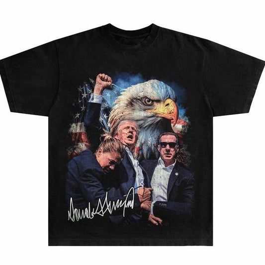 Trum Rally Shooter Shirt American T-Shirt, Trum President 2024 Shirt, rum Rally Shirt, Manga Tees 2024 Menswear Top