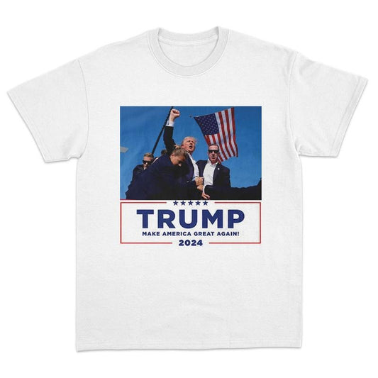 Trumm Shooting Survived Rally Shirt Shoot Trum 2024 Assassination Bulletproof MAGA USA Freedom Republican Shirt Pro Trum Make American Great Again Unisex T-Shirt Shortsleeve Menswear Top