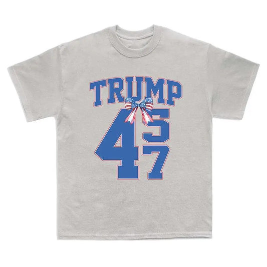 Trump 2024 Coquette Bow Shirt, Coquette Trump President 45 47 Shirt, Trendy Bow Trump 47th President Shirt, Trump Won Shirt Crewneck Classic Cotton Fabric