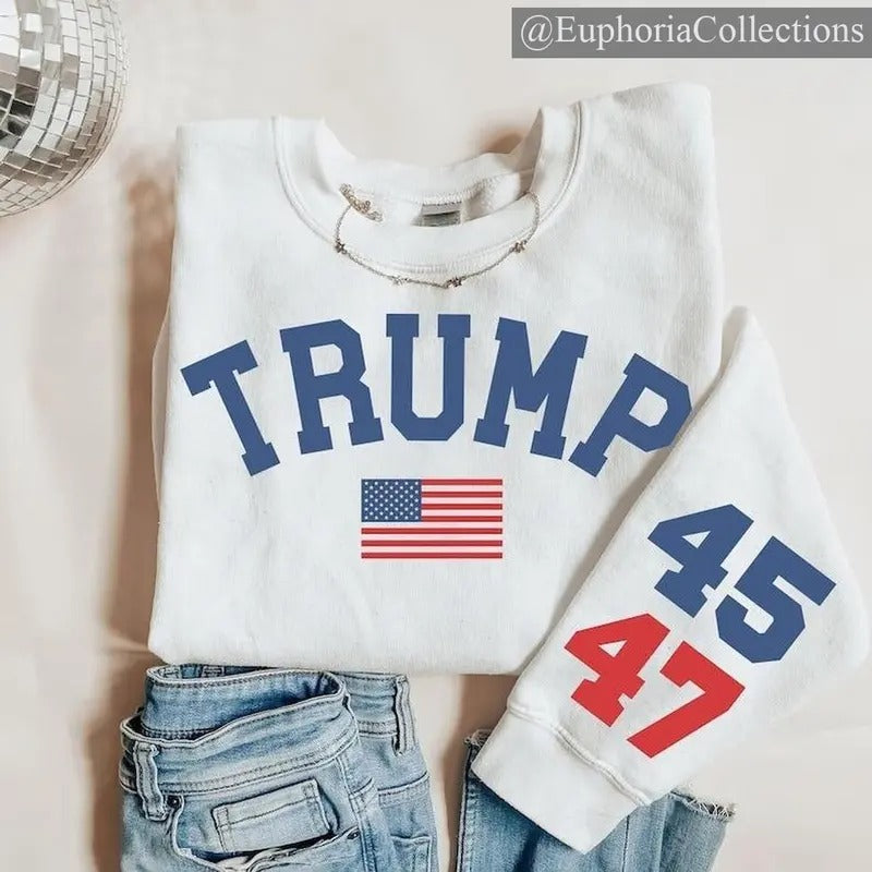 Trump 2024 Sweatshirt, Trump Support Shirt, Trump 47 47th President, Gift for Trump Supporter, Election 2024 , Retro Chic Teestyle{n002}2