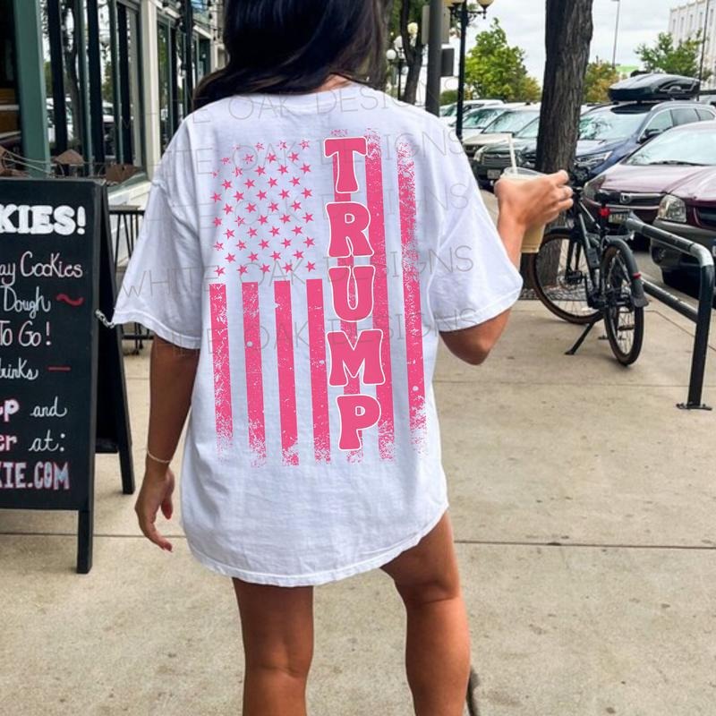 Trump 2024 T-shirt Pink Trump Shirt American Flag Pink 45 47 Tee MAGA Shirt Election T-shirt Women's Trump T-shirt Patriot Tee Republican
