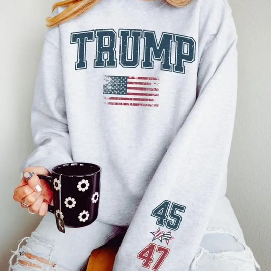 Trump 45-47 Sweatshirt - Limited Edition Unisex Heavy Cotton Tee - Crewneck Fabric Fit