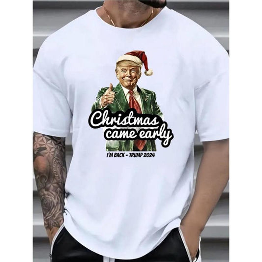 Trump Christmas Graphic Tee - Casual & Comfy Men's T-Shirt, Breathable Cotton, Machine Washable, Made in USA