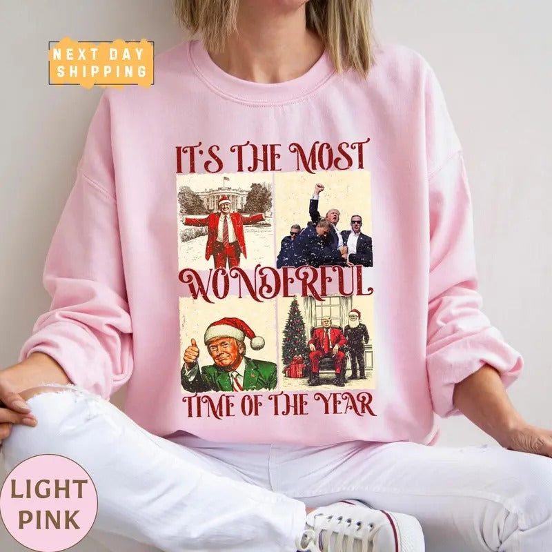 Trump Christmas Sweatshirt, Funny Trump 2024 Holiday Shirt, Trump Nation Xmas Tee, Patriotic Christmas Sweatshirt, Trump Support Gift Cotton Top