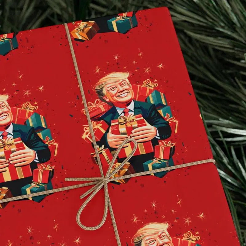 Trump Christmas Wrapping Paper Make Christmas Great Again Wrapping Paper Festive Holiday Christmas Wrapping Present Paper