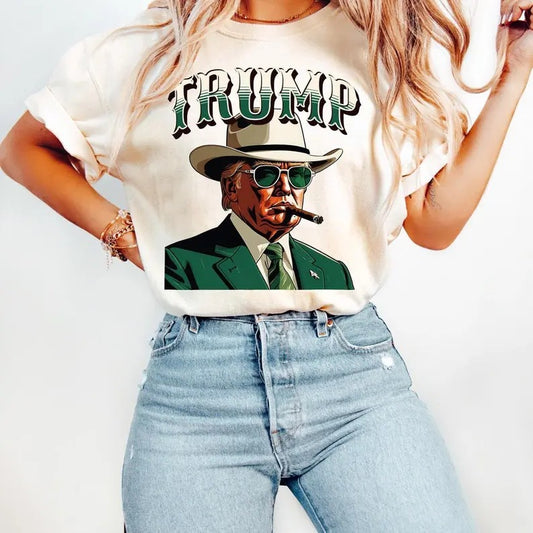 Trump Cowboy T-Shirt - Western Donald Trump, Cowboy Trump Shirt, Election 2024 Shirt, Funny Conservative Tee, Political President Shirt