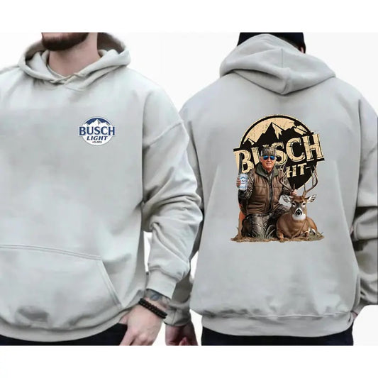 Trump Deer Hunting with Busch Light Beer T-shirt Sweatshirt Hoodie: Embrace Your Love for the Outdoors and Hunting with Comfort and a Touch of Fun