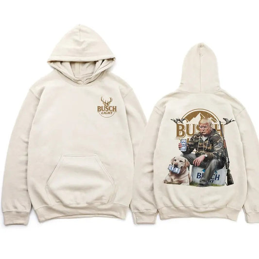 Trump Hunting Busch Light Beer Hoodie, Crewneck Sweatshirt And T-shirt, Classic Fit - Menswear