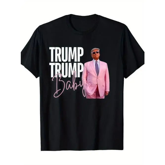 Trump Series T-shirt, Men's Short Sleeve T-Shirt, Casual and Comfortable Round Neck T-Shirt, Daily Wear Top Made in USA
