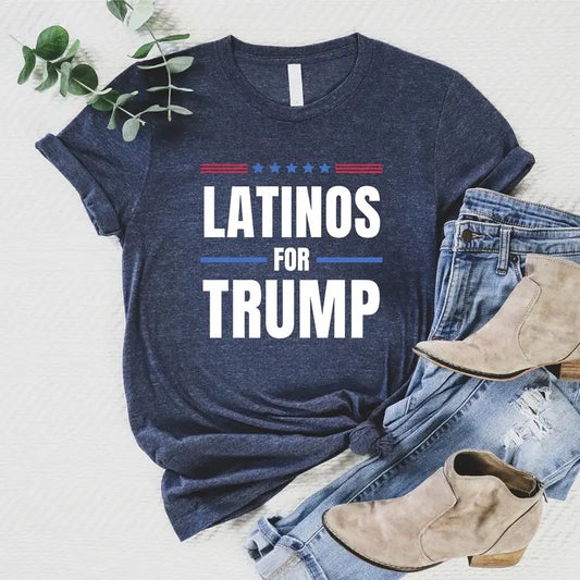 Trump Shirt, Election 2024 T-shirt, Trump Supporter Gift Tee, Unisex President Short Sleeve, Patriotic Shirt, American Flag Vote Tee, Latinos Shirt, Casual Menswear.