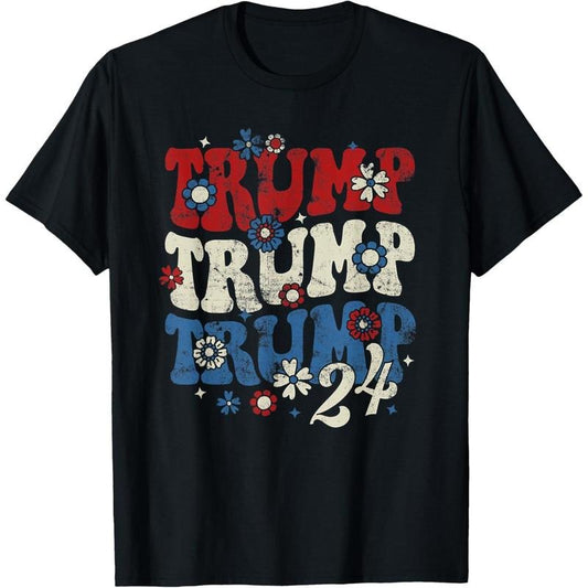 Trump Trump Trump 2024 Retro Groovy T-Shirt made in usa
