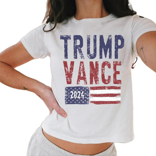 Trump Vance Baby Tee, American Flag Baby Tee, Pro America Baby Tee, Trump Casual Comfort